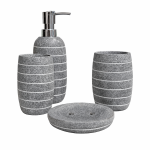 Premium Grey Stone Bathroom Set (4 Pcs)