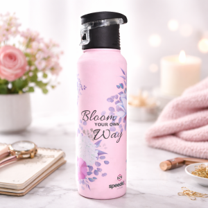 Bloom Your Own Way – Floral Stainless Steel Water Bottle (Pink) (500 ML)