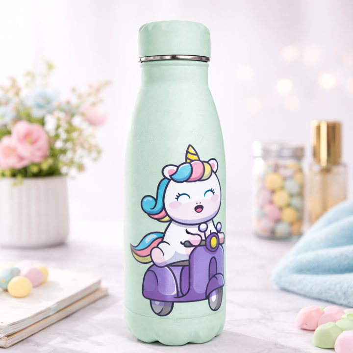 Unicorn Magic Stainless Steel Water Bottle – Mint Green (500 ML)