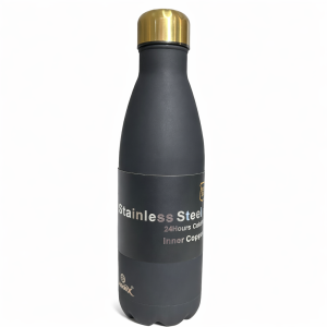 Premium Stainless Steel Vacuum Insulated Water Bottle with Inner Copper Coating – 24H Cold & 12H Hot (Black & Gold) (1000 ML)