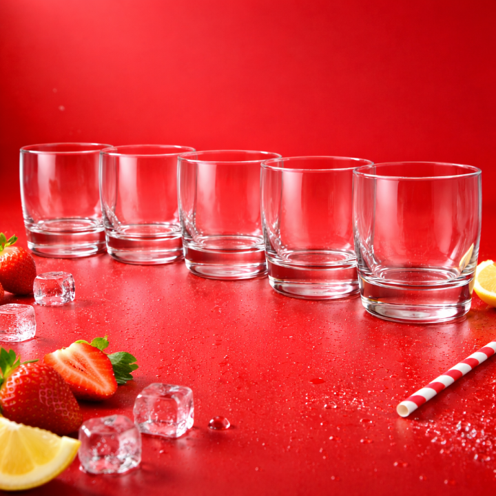 Premium Clear Glass Tumbler Set with Thick Base (Pack of 6)