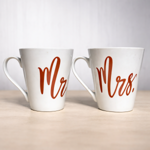 Mr. & Mrs. Ceramic Couple Coffee Mug Set (White | 2 Pieces)