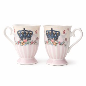 Royal Crown Floral Ceramic Mug Set (Set of 2)