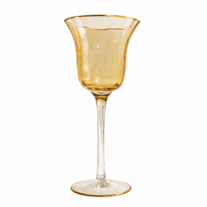 Royal Amber Gold-Rim Decorative Glass Goblet Vase