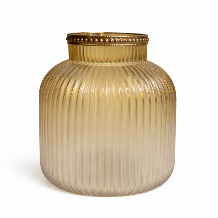 LuxeGlow Ribbed Glass Decorative Vase