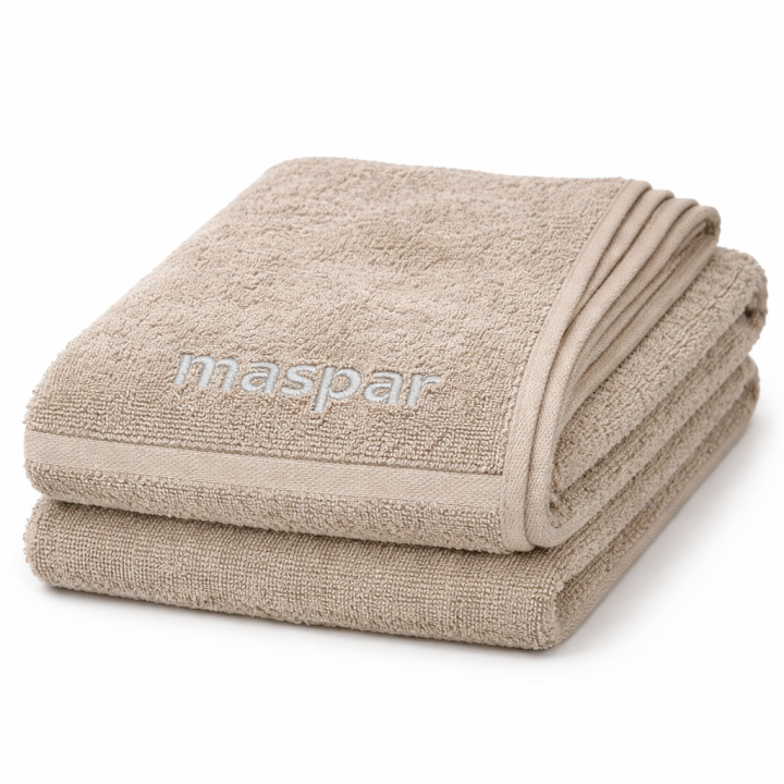 Maspar Signature Taupe Bath Towel – Premium Cotton Embroidered Collection