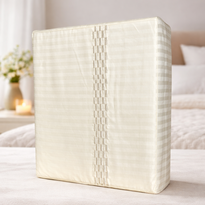 Platina India Premium Satin Stripe Bedsheet – Luxury Soft Double Bed Sheet Set (Off White)