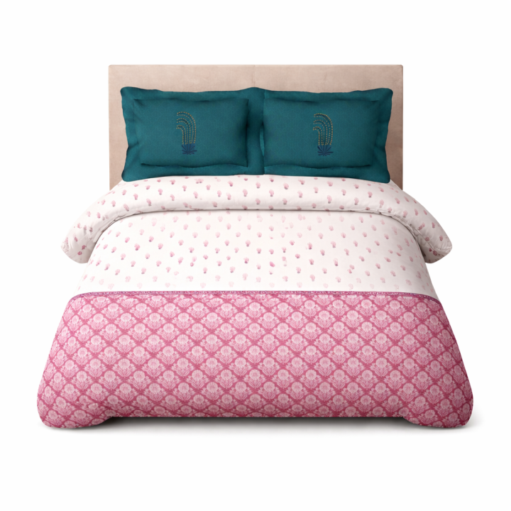 Portico New York Shalimaar Super King Bedsheet Set (Teal & Pink)
